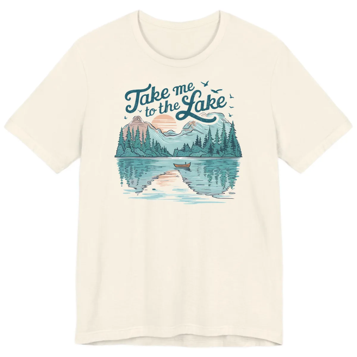 Take Me To The Lake Scenic Design Premium T-Shirt in Natural