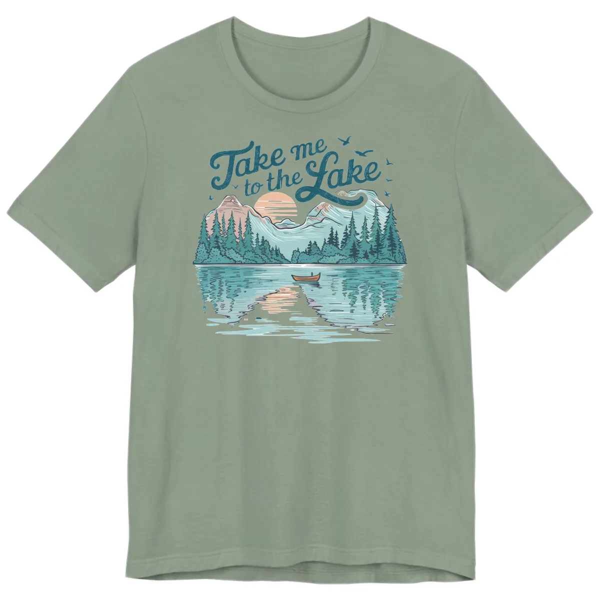 Take Me To The Lake Scenic Design Premium T-Shirt in Sage