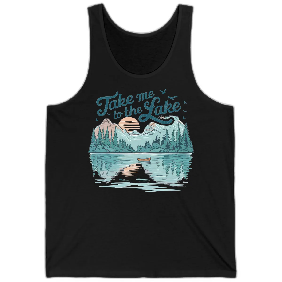 Take Me To The Lake Scenic Design Tank in Black