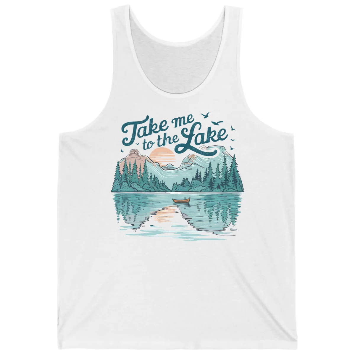 Take Me To The Lake Scenic Design Tank in White