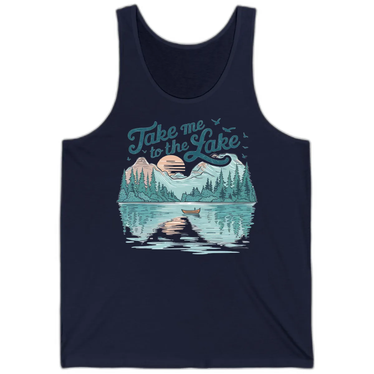 Take Me To The Lake Scenic Design Tank in Navy