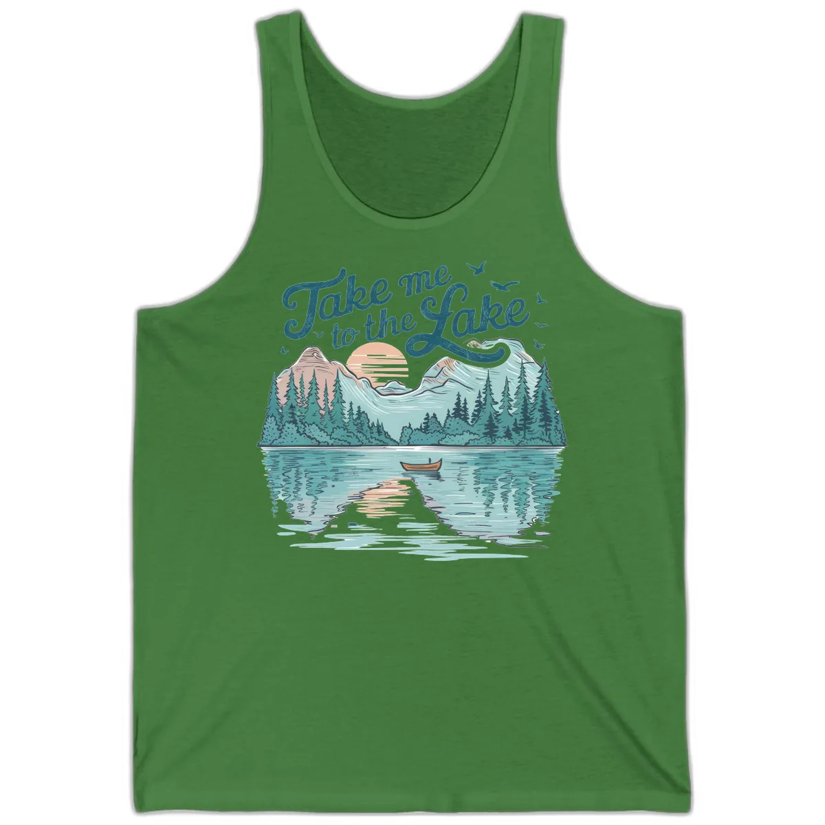 Take Me To The Lake Scenic Design Tank in Leaf
