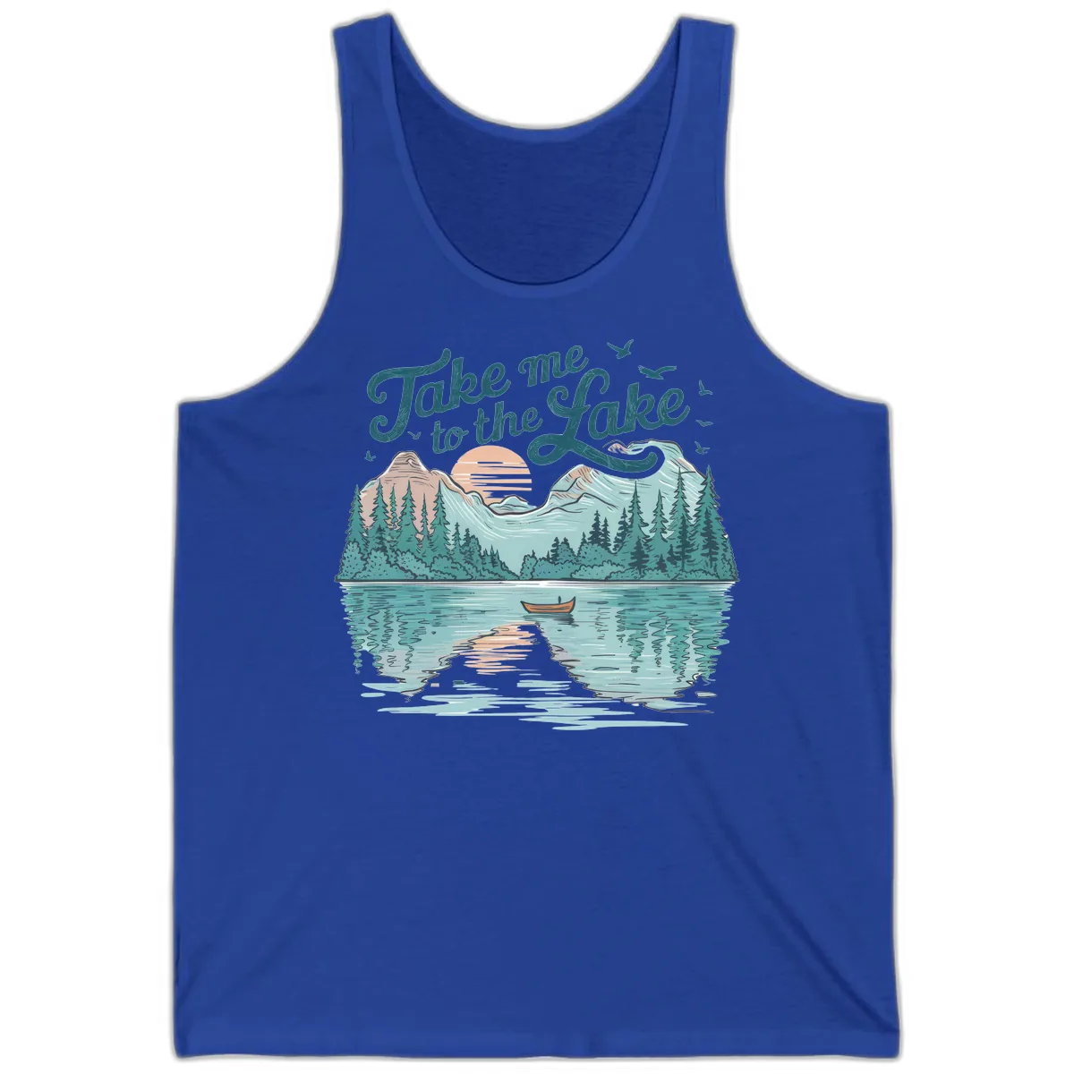 Take Me To The Lake Scenic Design Tank in True Royal