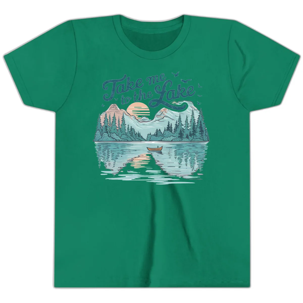 Take Me To The Lake Scenic Design Youth T-Shirt in Kelly