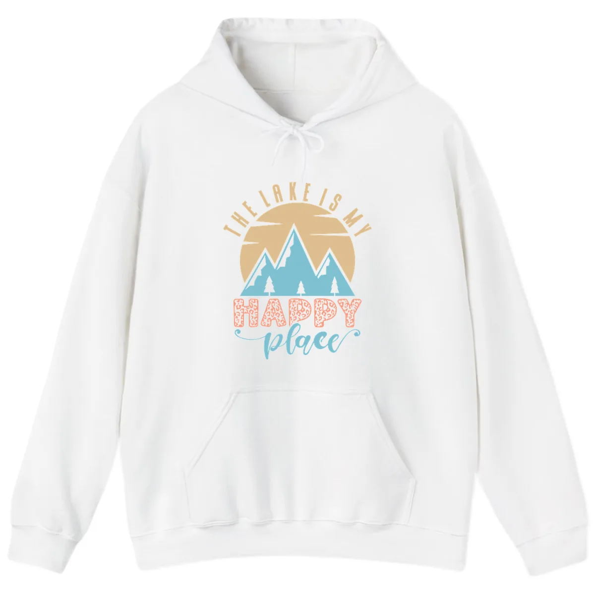 The Lake Is My Happy Place Design Hoodie in White