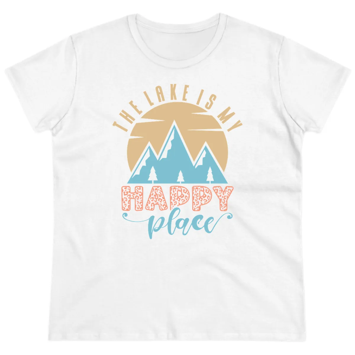 The Lake Is My Happy Place Design Ladies Tee in White