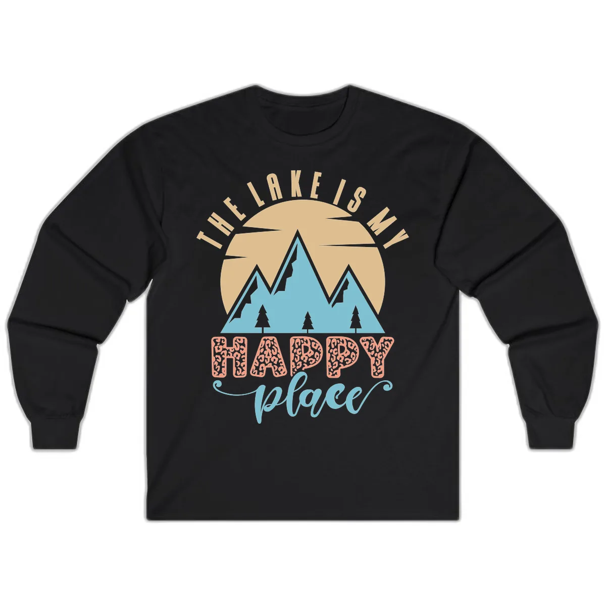 The Lake Is My Happy Place Design Long Sleeve in Black