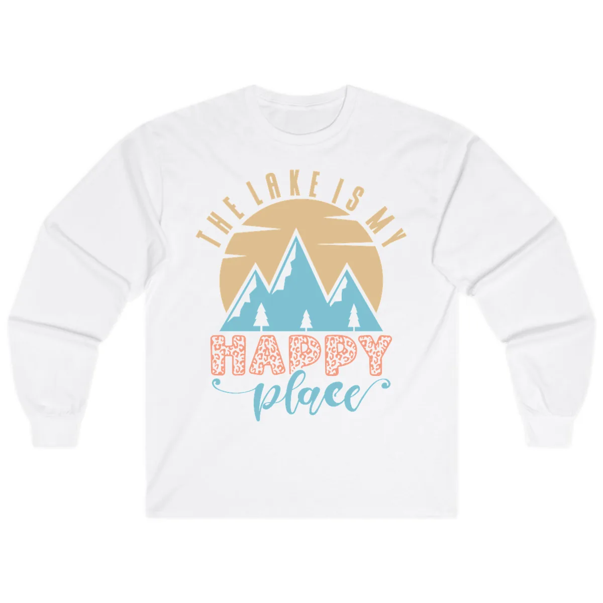 The Lake Is My Happy Place Design Long Sleeve in White