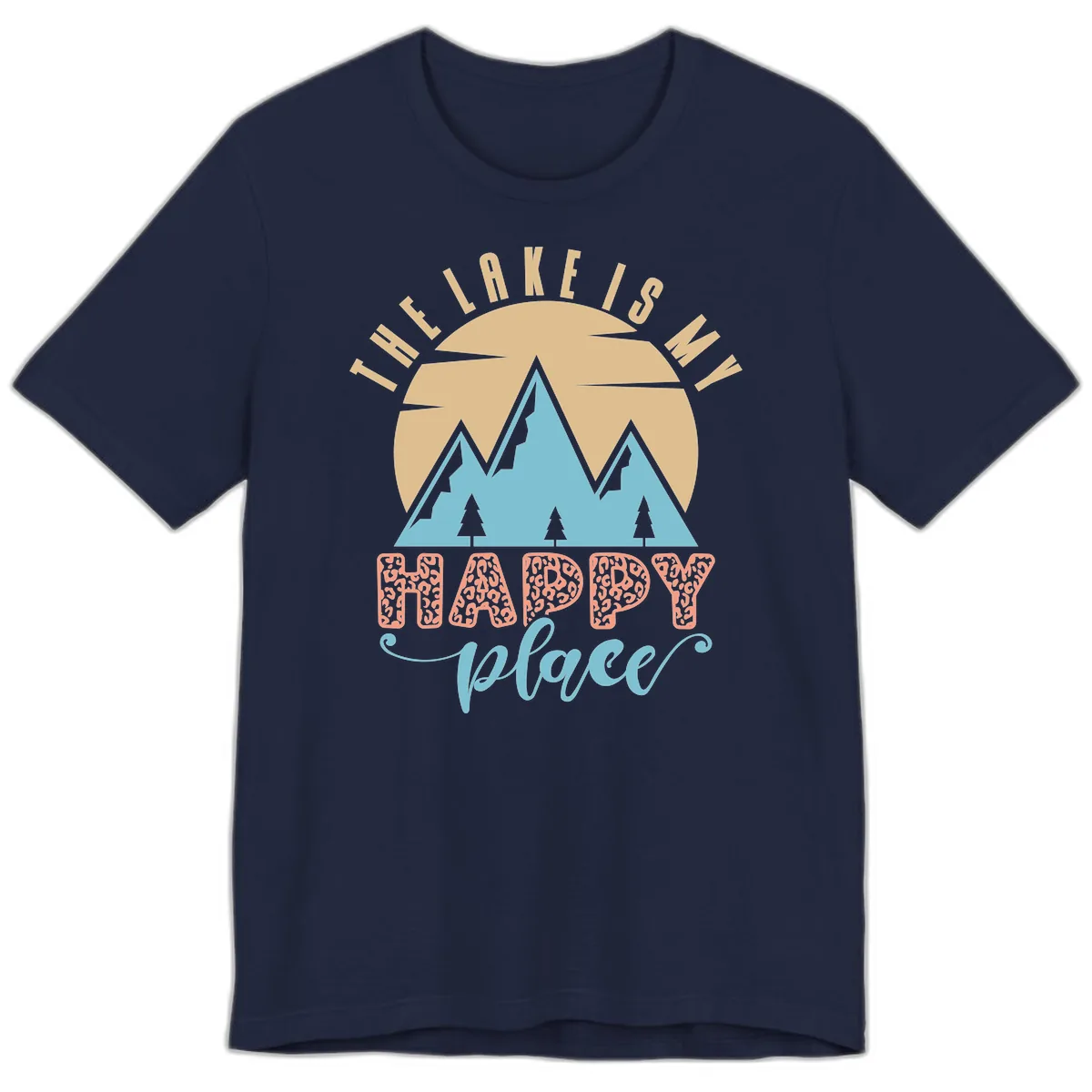 The Lake Is My Happy Place Design Premium T-Shirt in Navy
