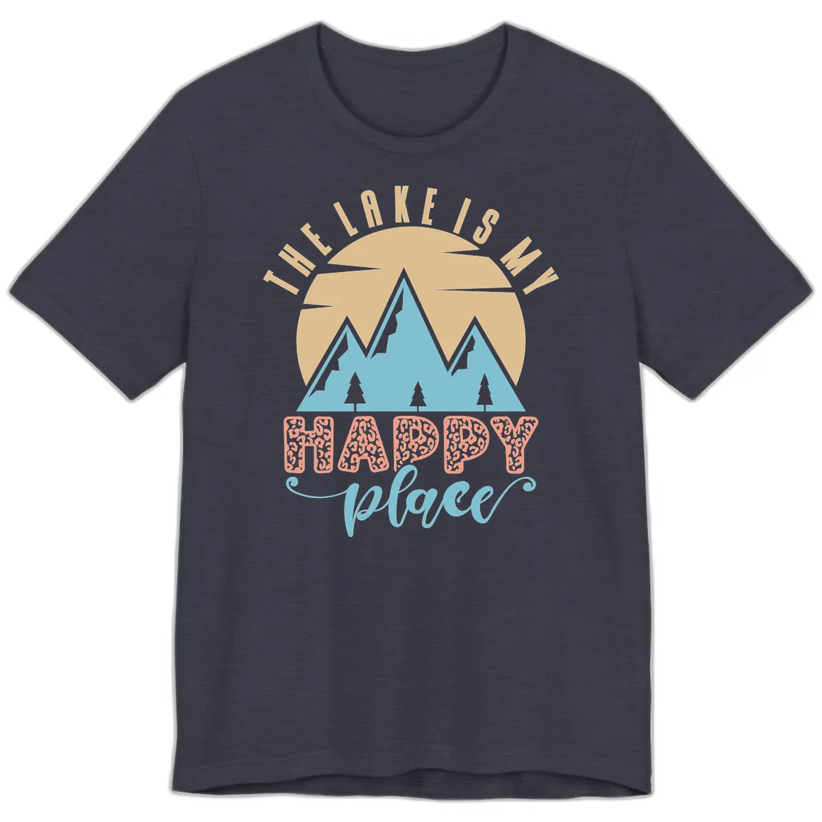 The Lake Is My Happy Place Design Premium T-Shirt in Heather Midnight Navy