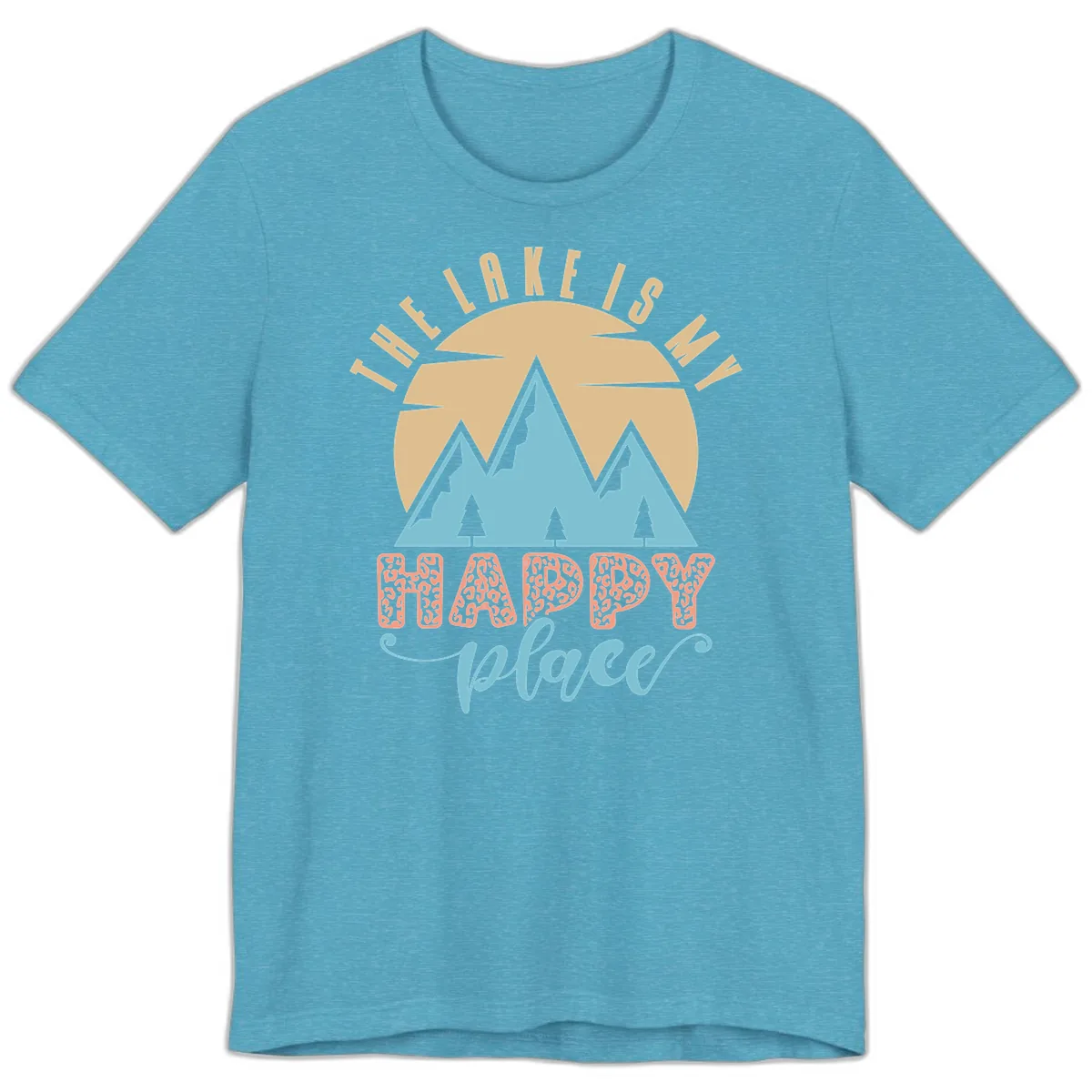 The Lake Is My Happy Place Design Premium T-Shirt in Heather Aqua