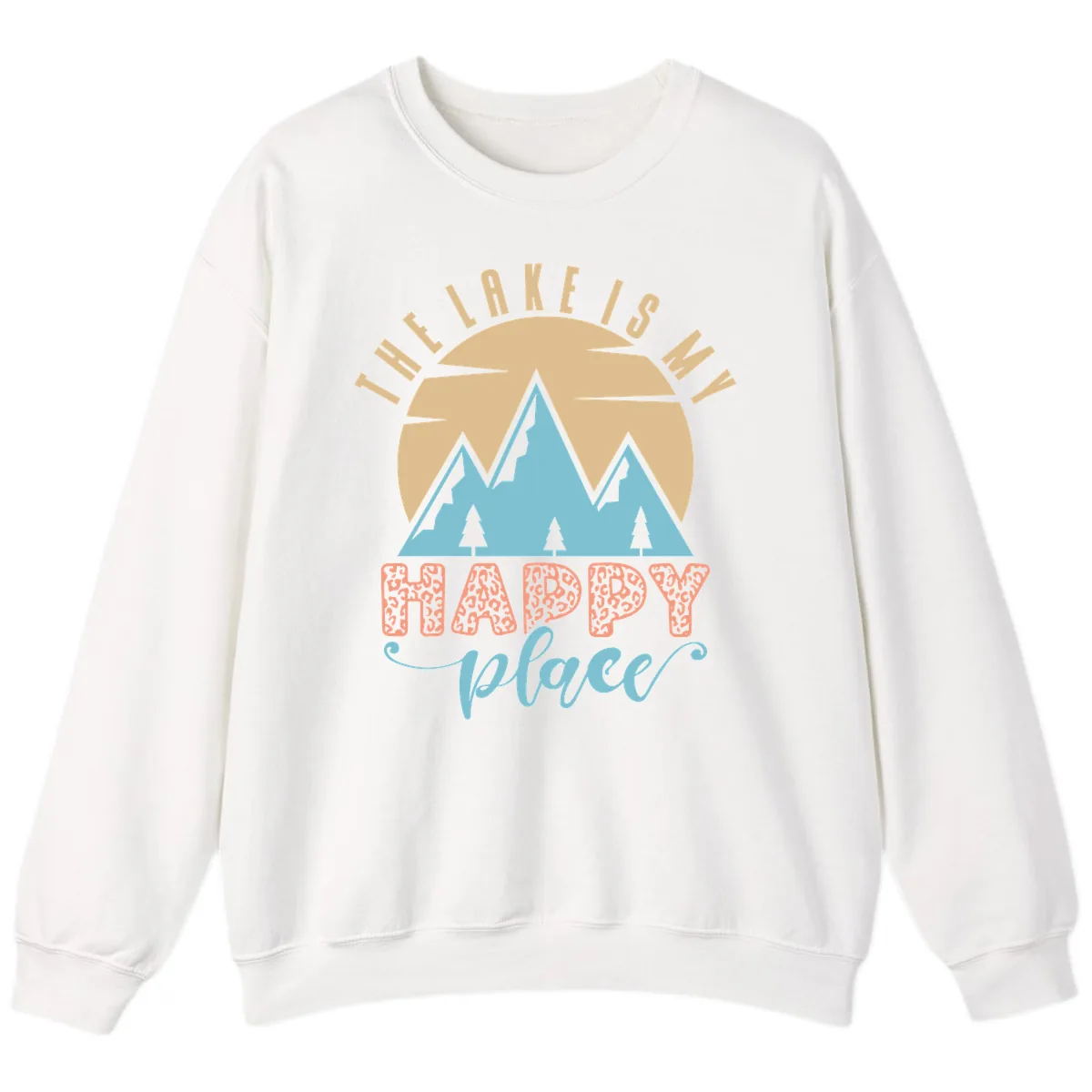 The Lake Is My Happy Place Design Sweatshirt in White