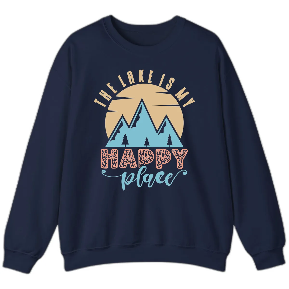 The Lake Is My Happy Place Design Sweatshirt in Navy