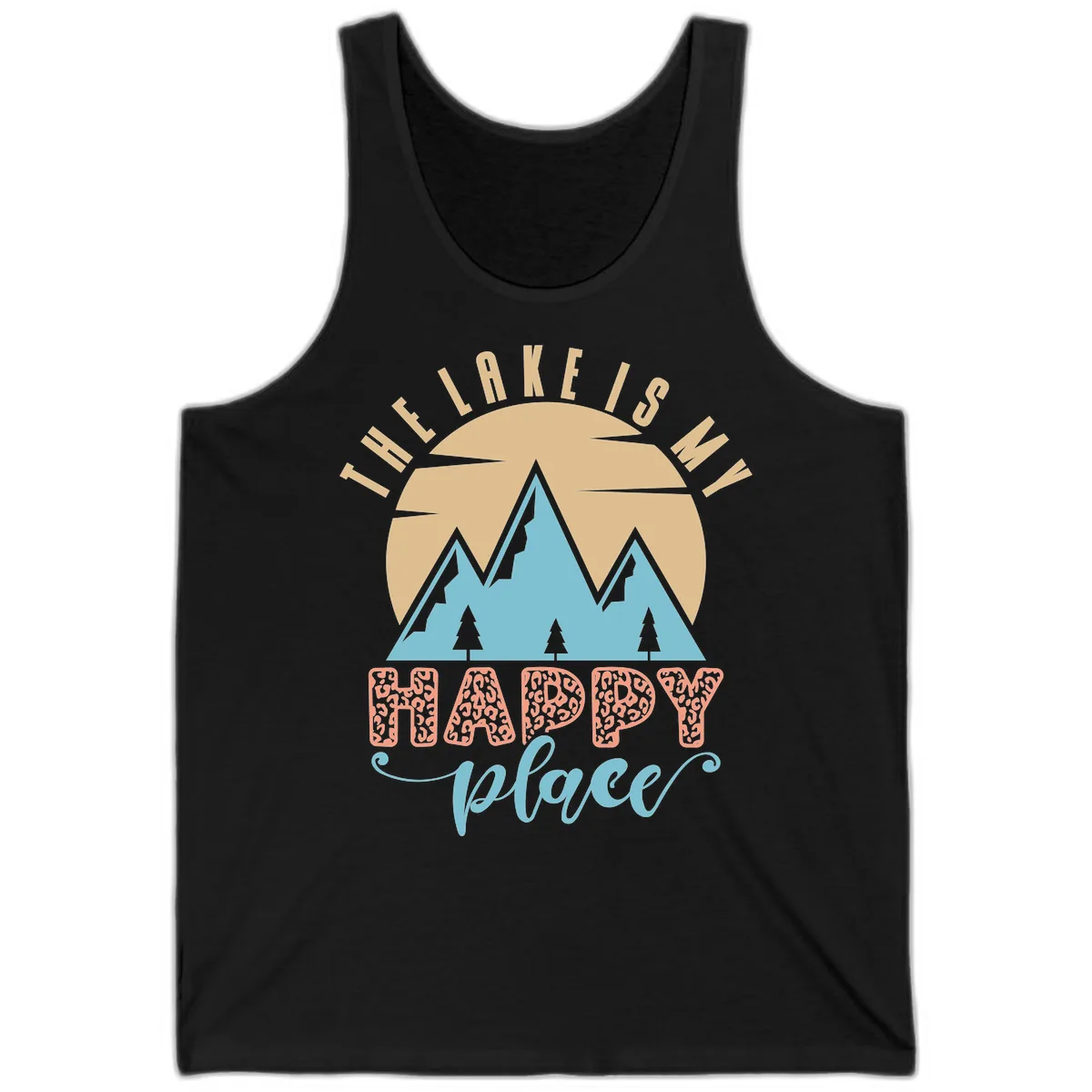 The Lake Is My Happy Place Design Tank in Black