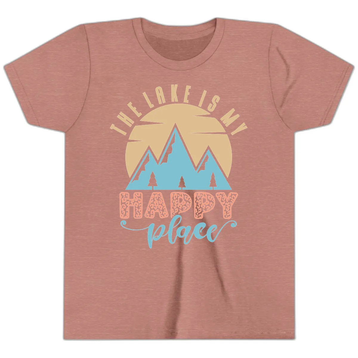 The Lake Is My Happy Place Design Youth T-Shirt in Heather Mauve