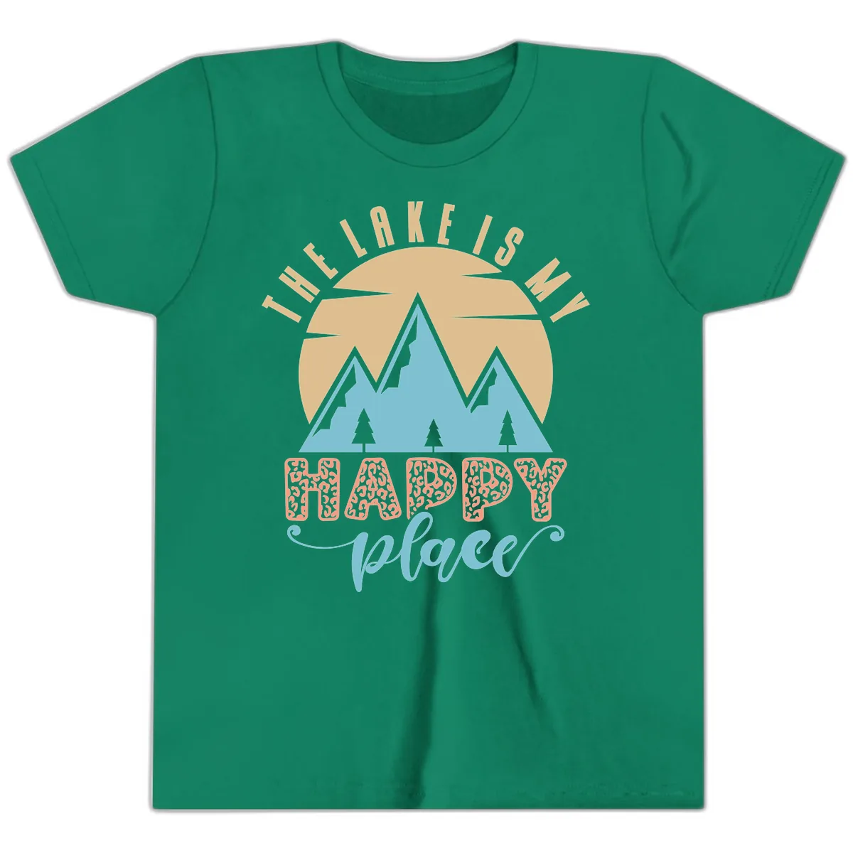 The Lake Is My Happy Place Design Youth T-Shirt in Kelly