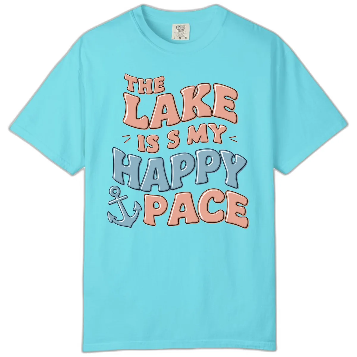 The Lake Is My Happy Place Comfort Color in Lagoon Blue