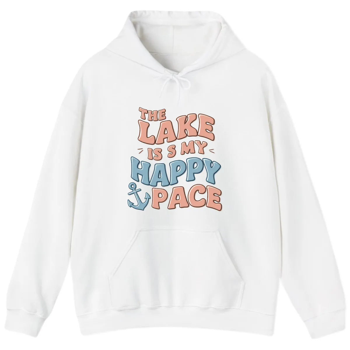 The Lake Is My Happy Place Hoodie in White