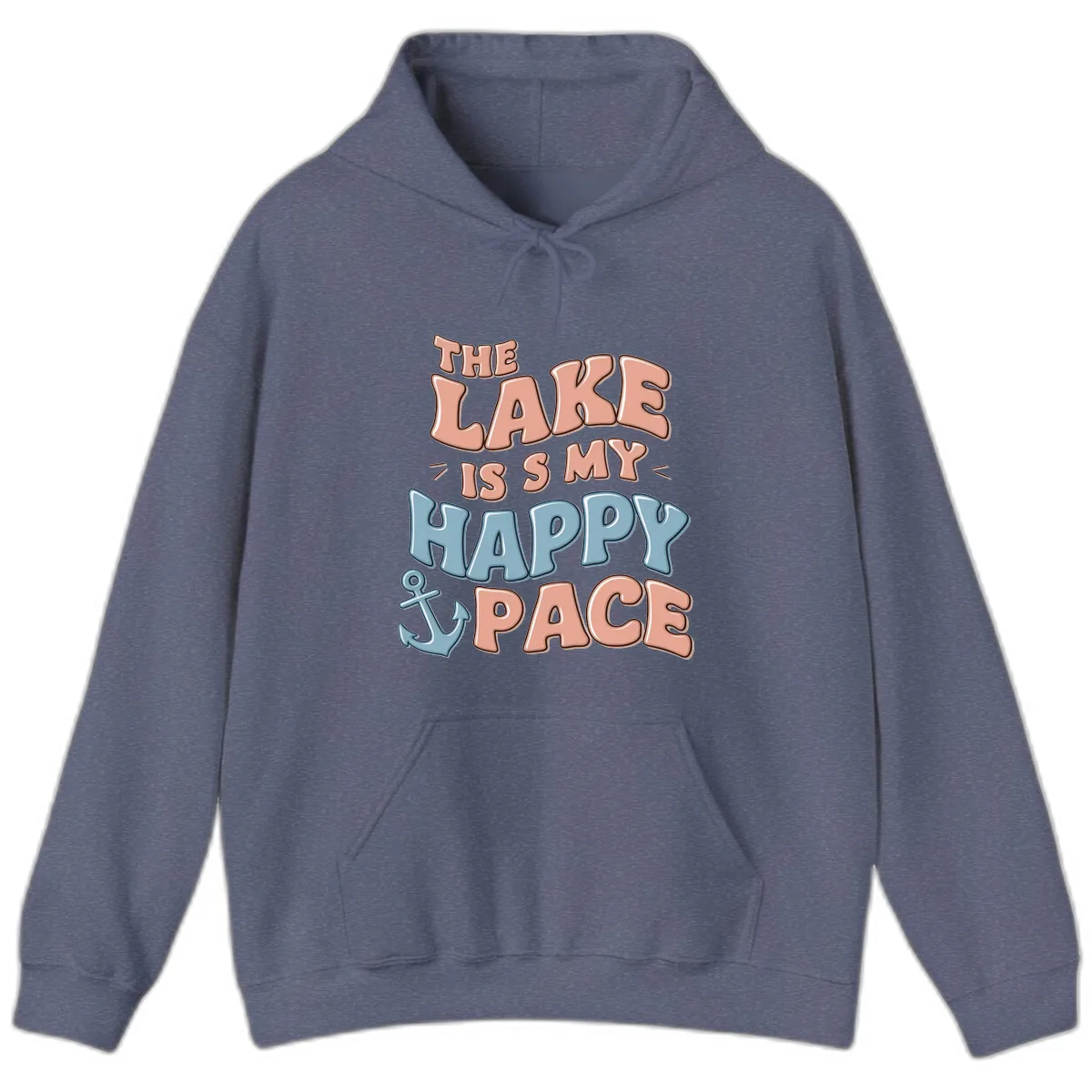 The Lake Is My Happy Place Hoodie in Heather Navy