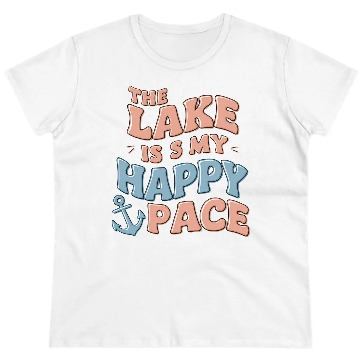 The Lake Is My Happy Place Ladies Tee in White
