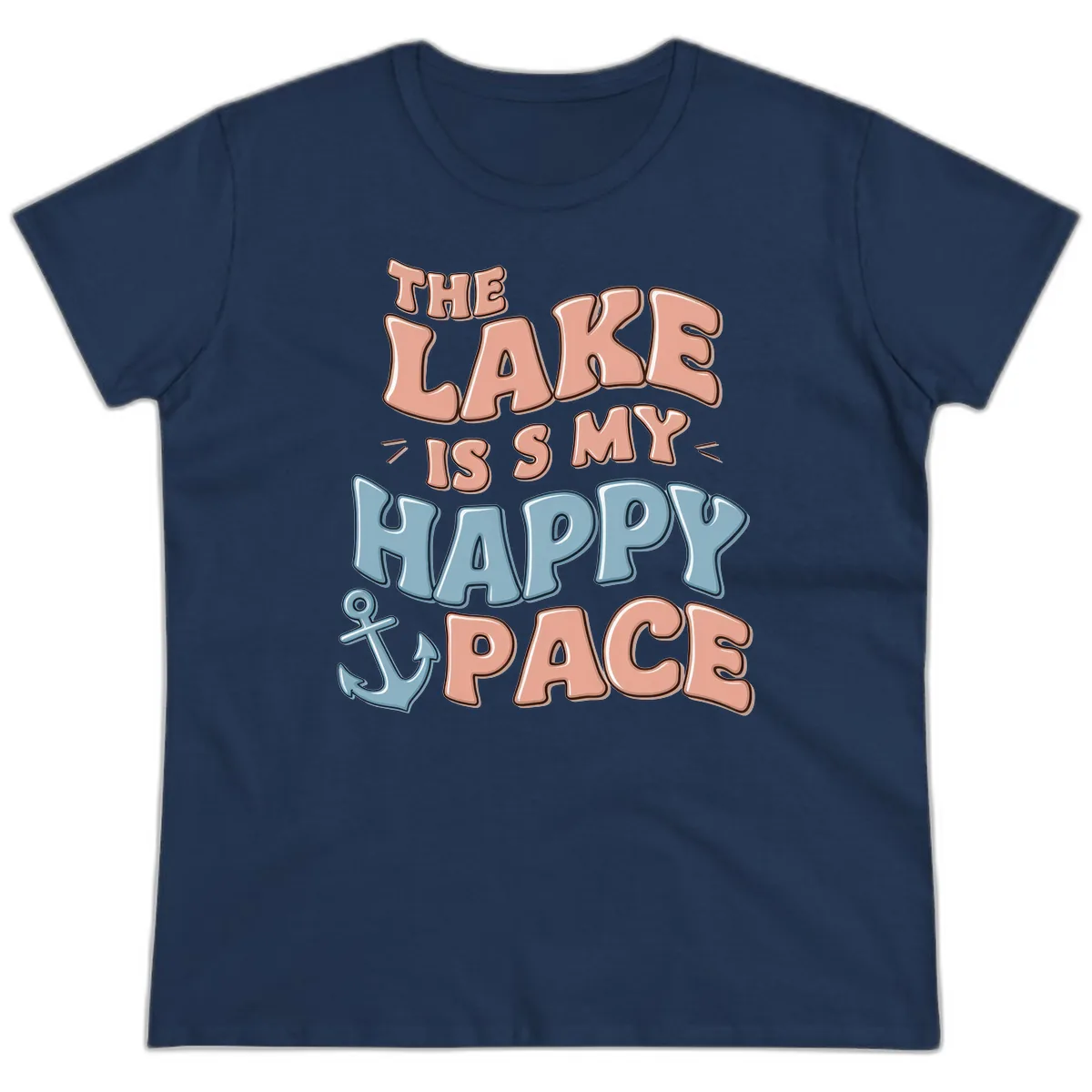The Lake Is My Happy Place Ladies Tee in Navy