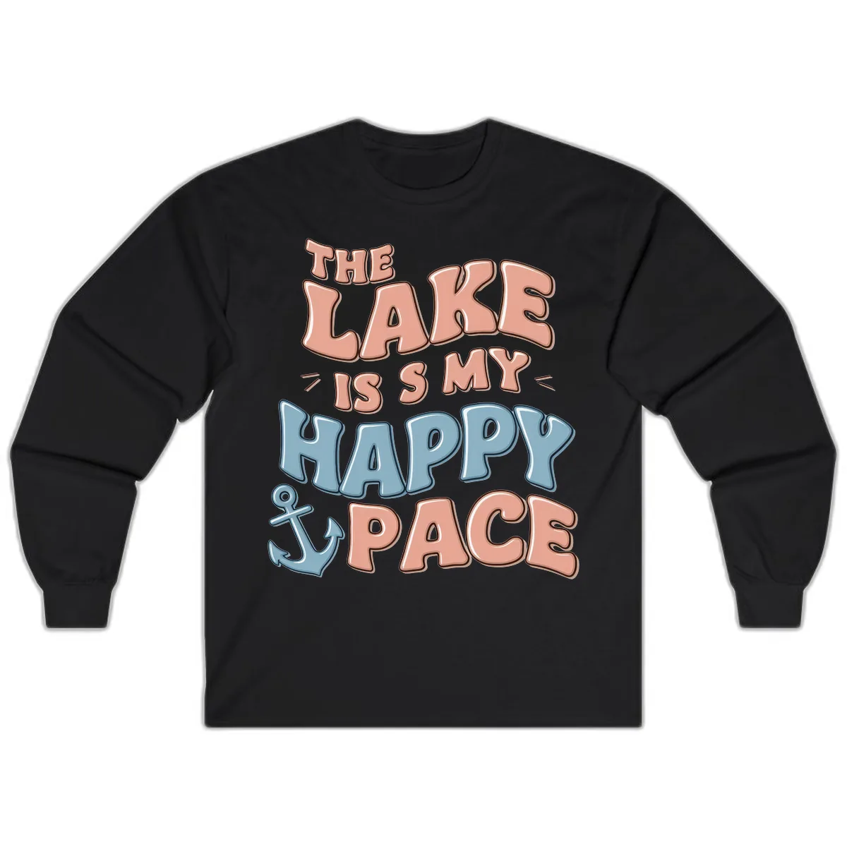The Lake Is My Happy Place Long Sleeve in Black