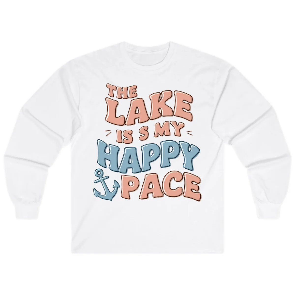 The Lake Is My Happy Place Long Sleeve in White