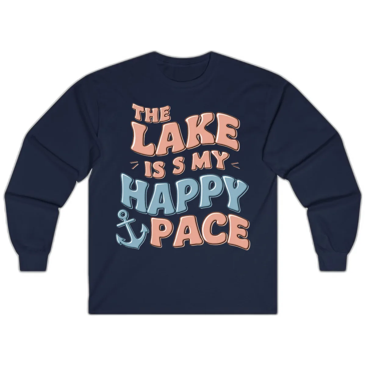 The Lake Is My Happy Place Long Sleeve in Navy
