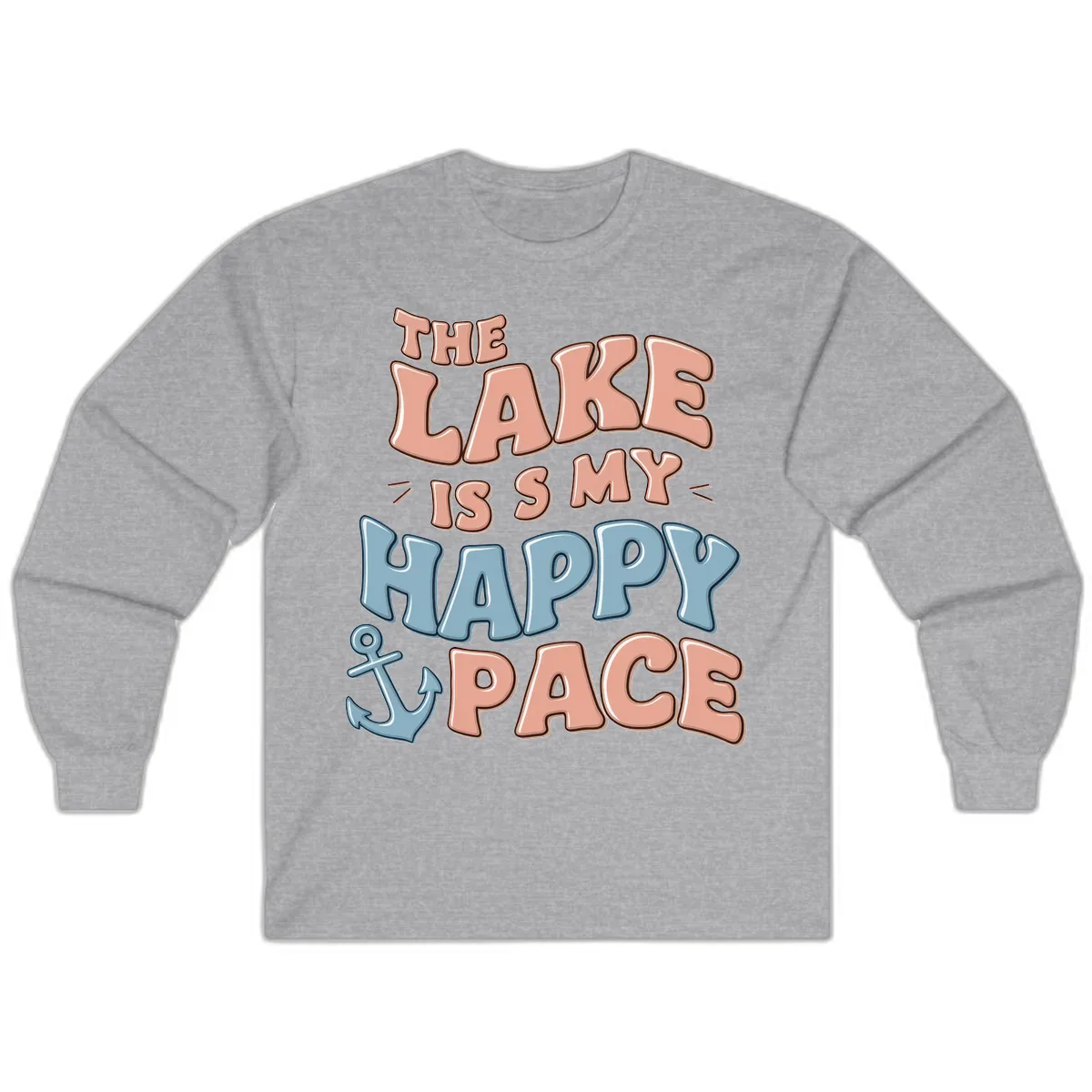 The Lake Is My Happy Place Long Sleeve in Sport Grey