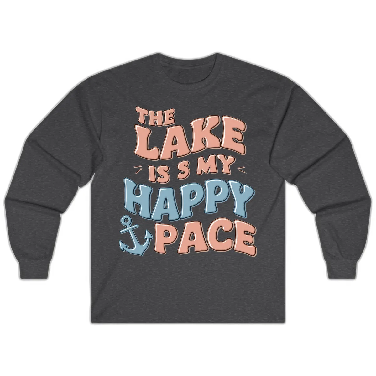 The Lake Is My Happy Place Long Sleeve in Dark Heather