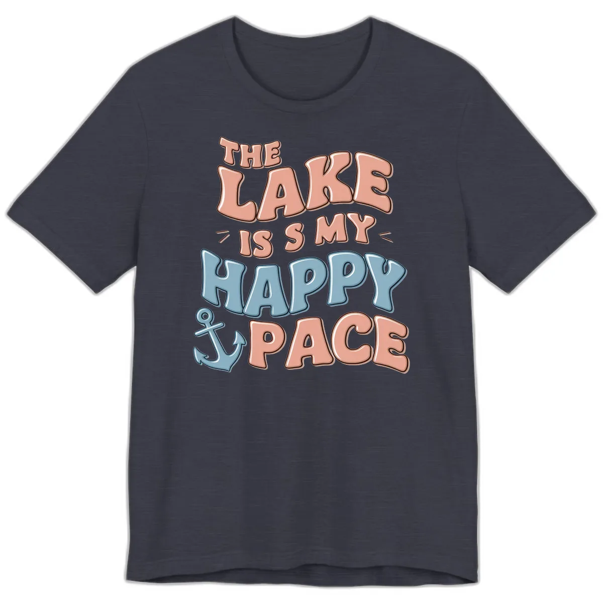 The Lake Is My Happy Place Premium T-Shirt in Heather Midnight Navy