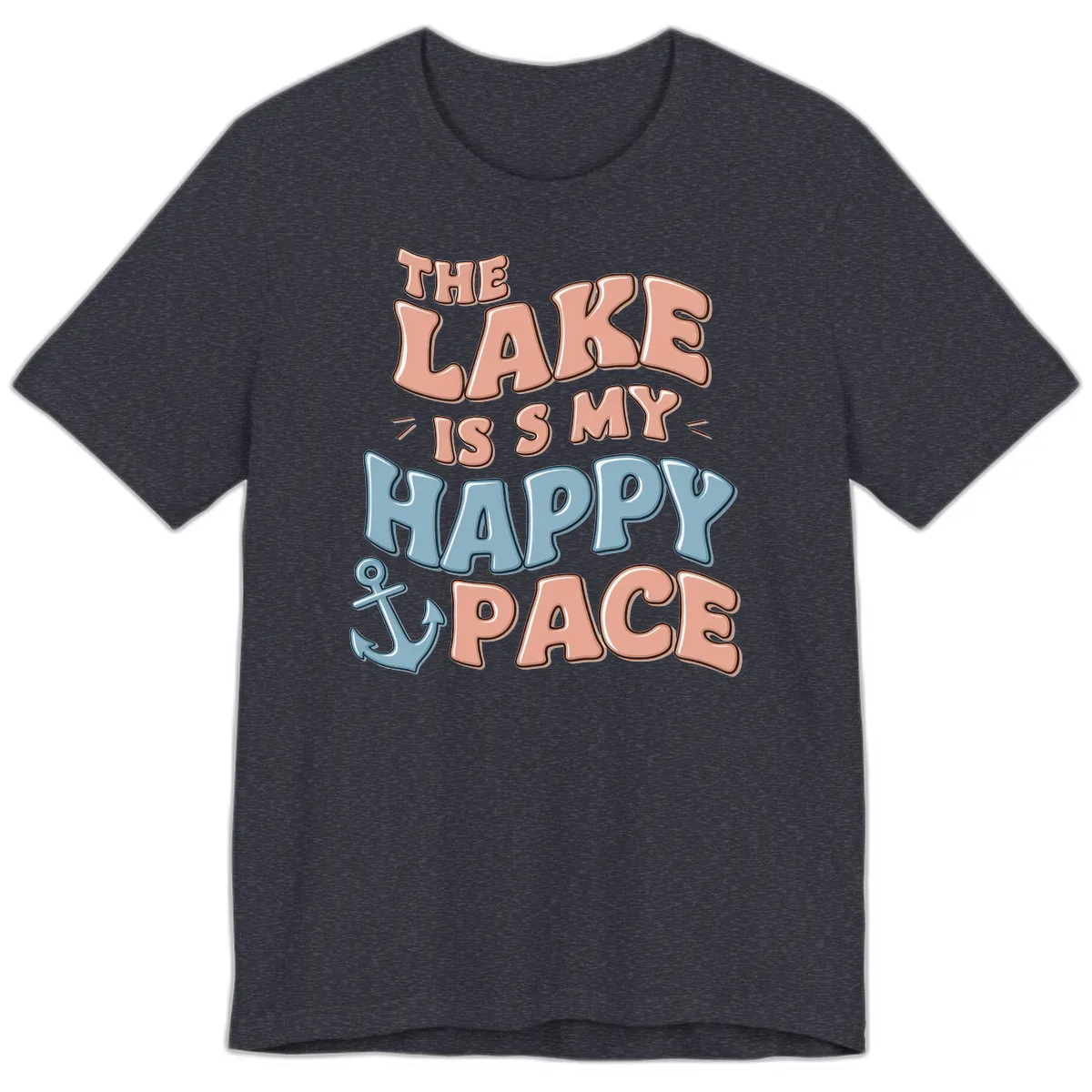 The Lake Is My Happy Place Premium T-Shirt in Heather Navy