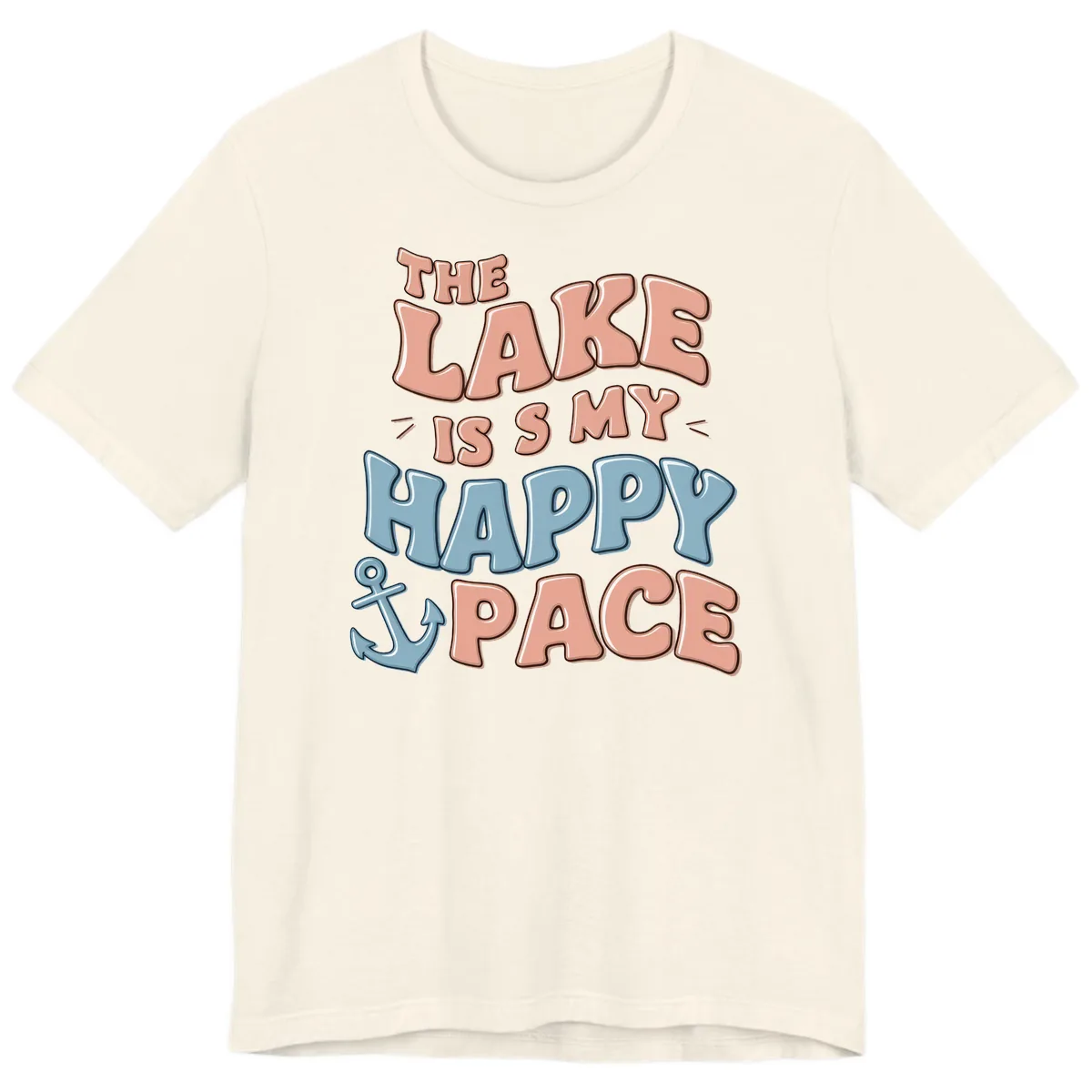 The Lake Is My Happy Place Premium T-Shirt in Natural