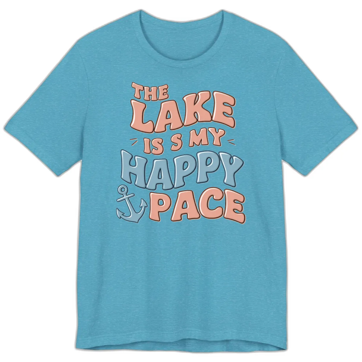 The Lake Is My Happy Place Premium T-Shirt in Heather Aqua