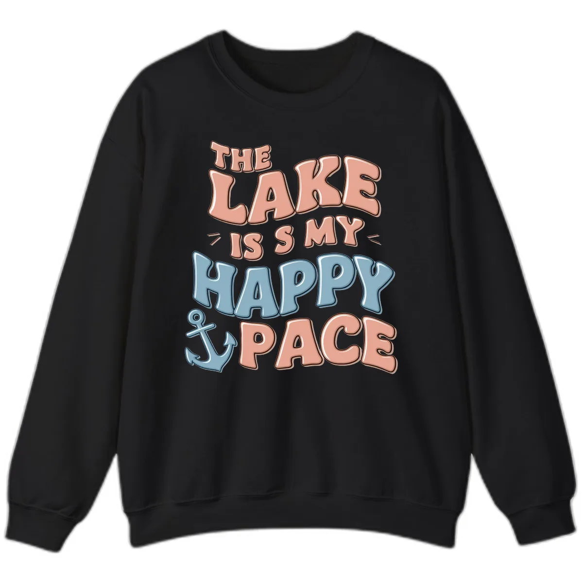 The Lake Is My Happy Place Sweatshirt in Black