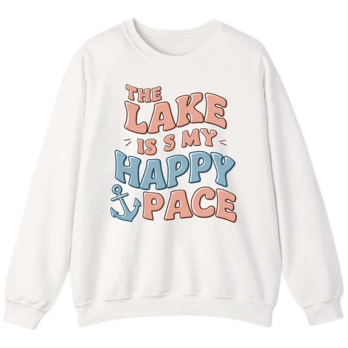 The Lake Is My Happy Place Sweatshirt in White