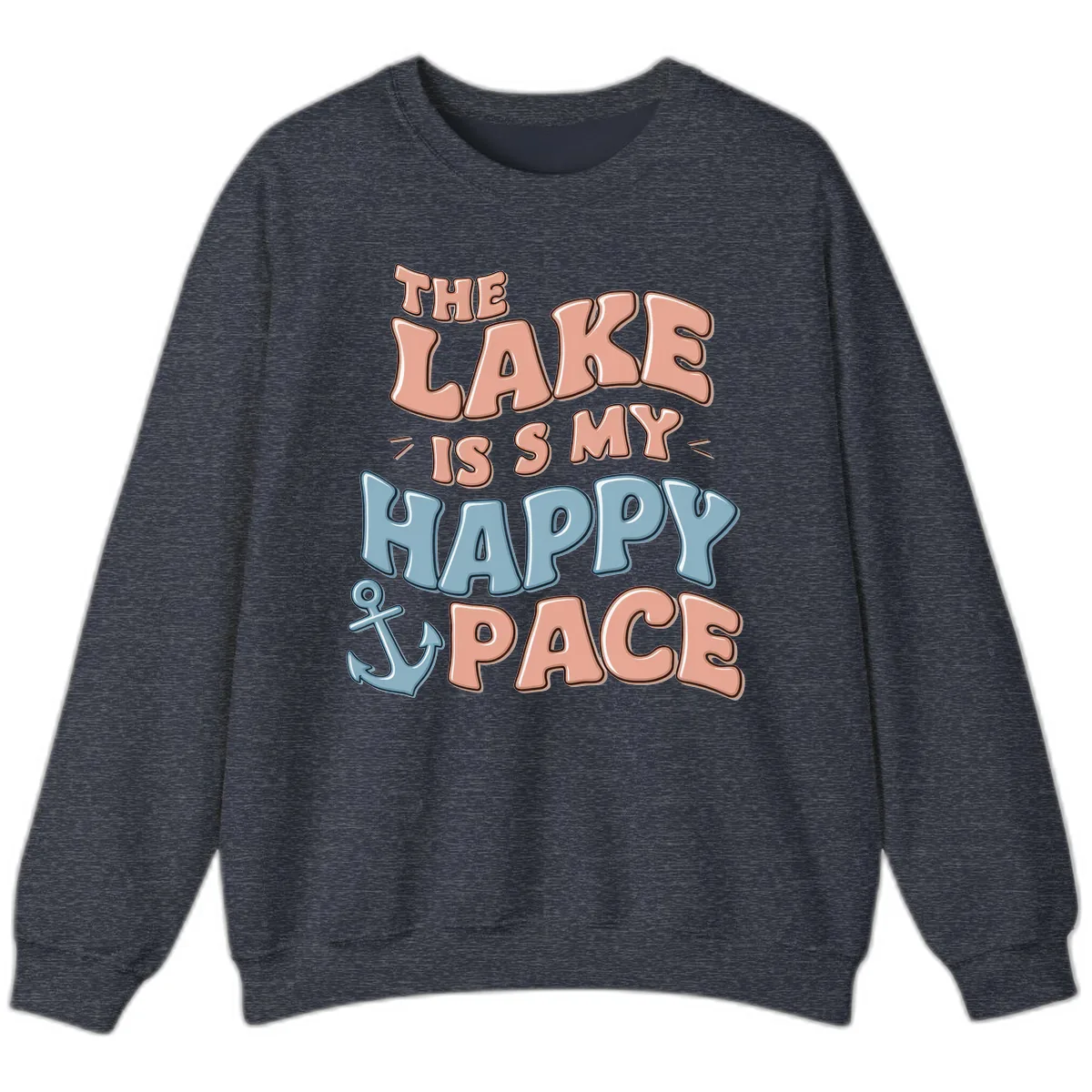 The Lake Is My Happy Place Sweatshirt in Heather Sport Dark Navy