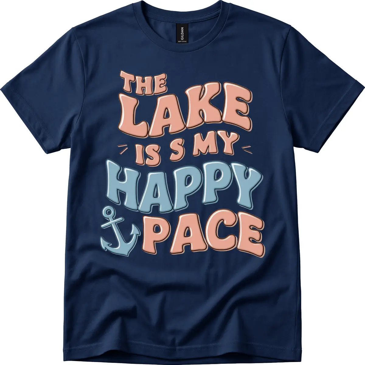 The Lake Is My Happy Place T-Shirt in Navy