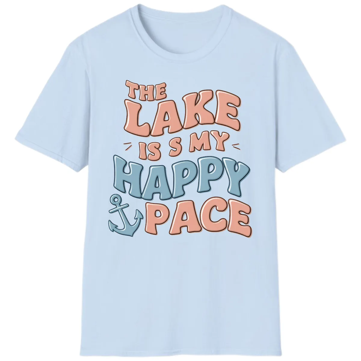 The Lake Is My Happy Place T-Shirt in Light Blue