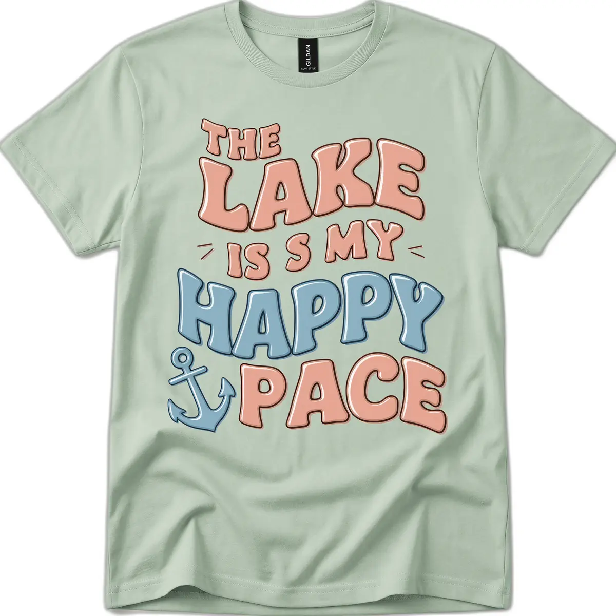 The Lake Is My Happy Place T-Shirt in Sage