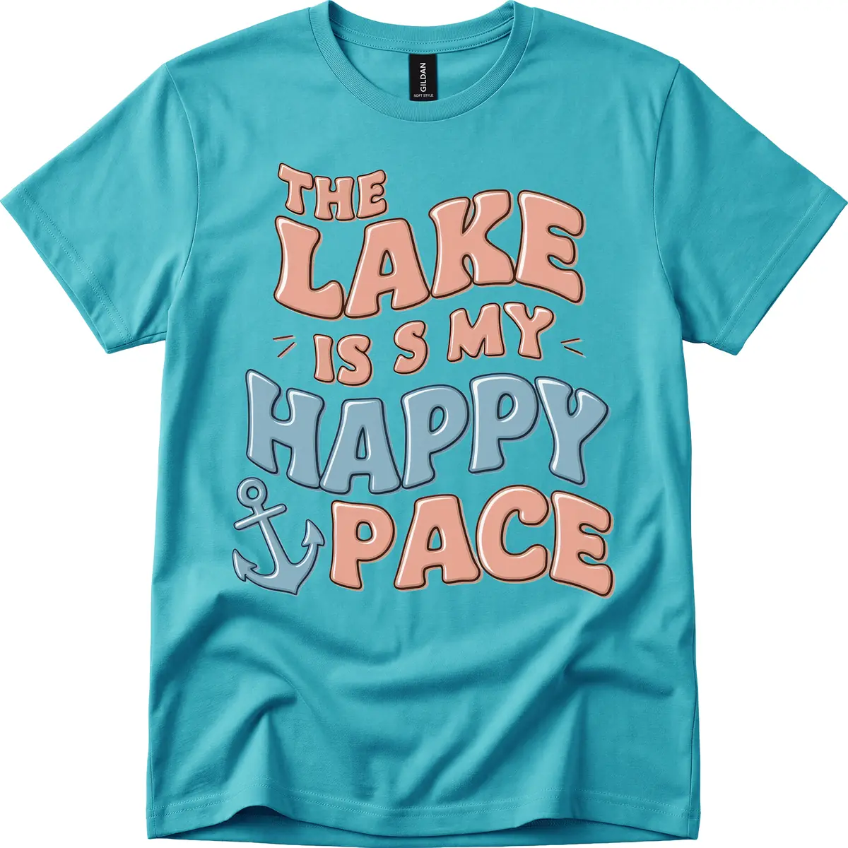The Lake Is My Happy Place T-Shirt in Tropical Blue