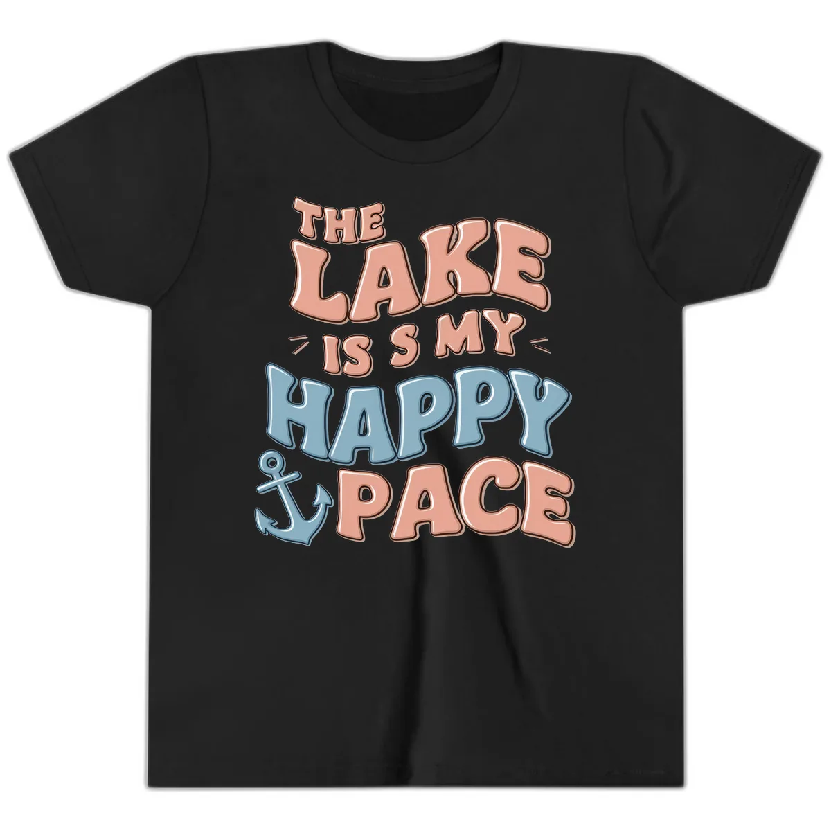 The Lake Is My Happy Place Youth T-Shirt in Black