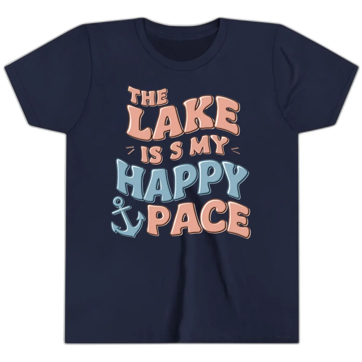 The Lake Is My Happy Place Youth T-Shirt in Navy