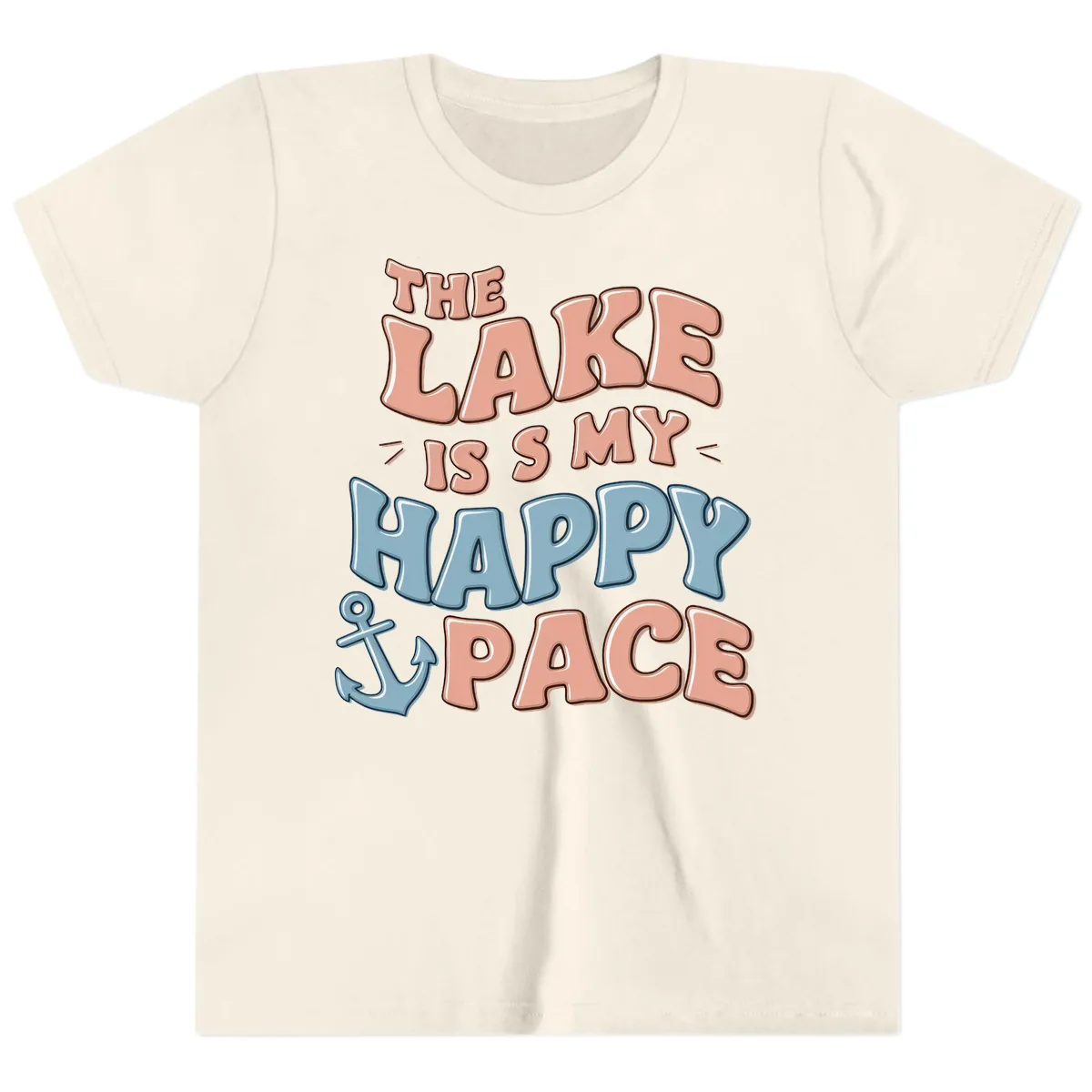 The Lake Is My Happy Place Youth T-Shirt in Natural