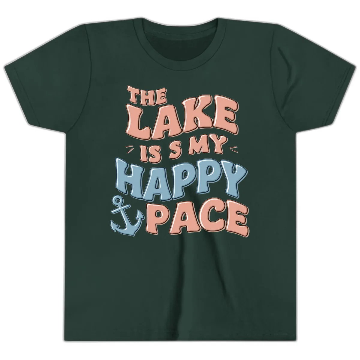 The Lake Is My Happy Place Youth T-Shirt in Forest