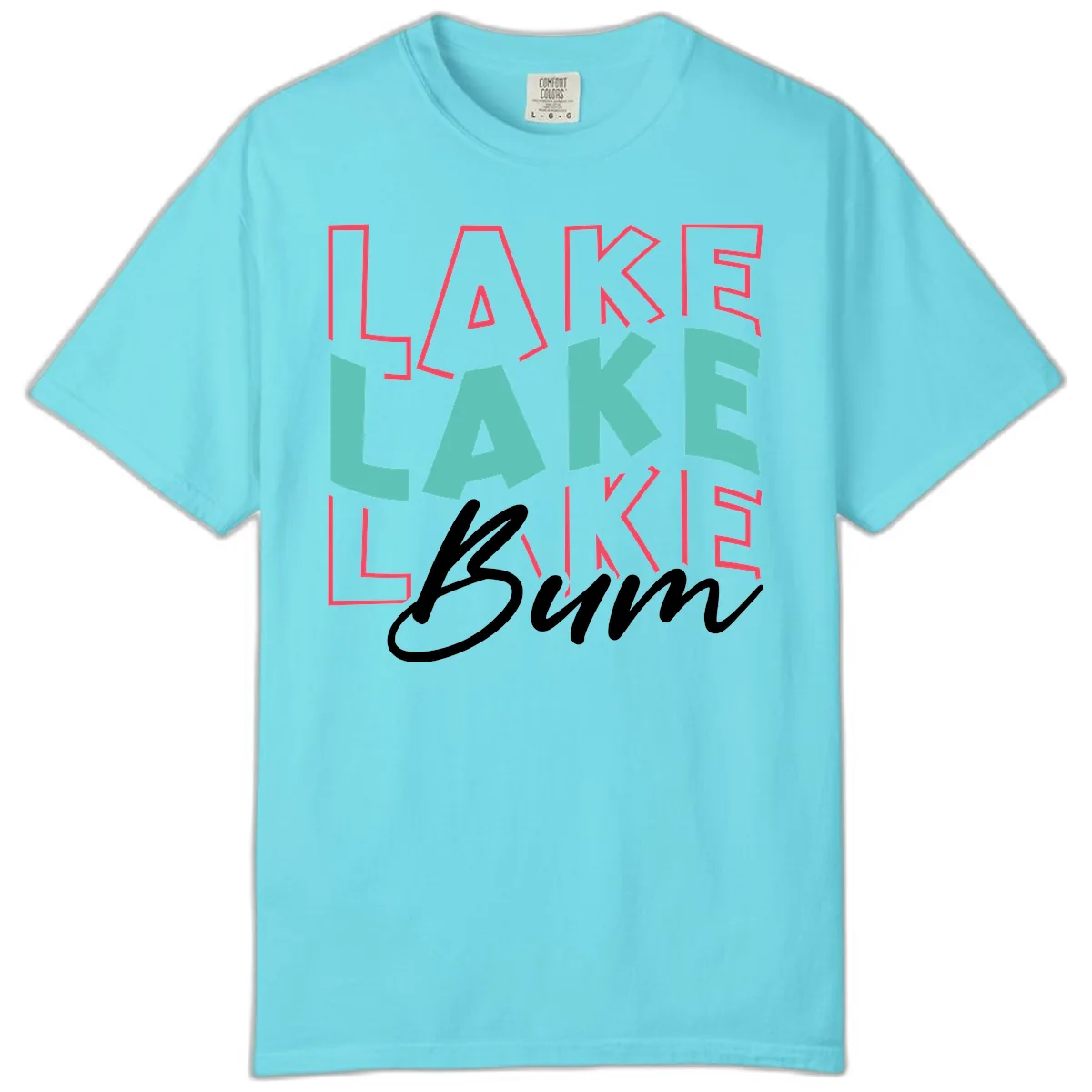Lake Bum Typography Design Comfort Color in Lagoon Blue