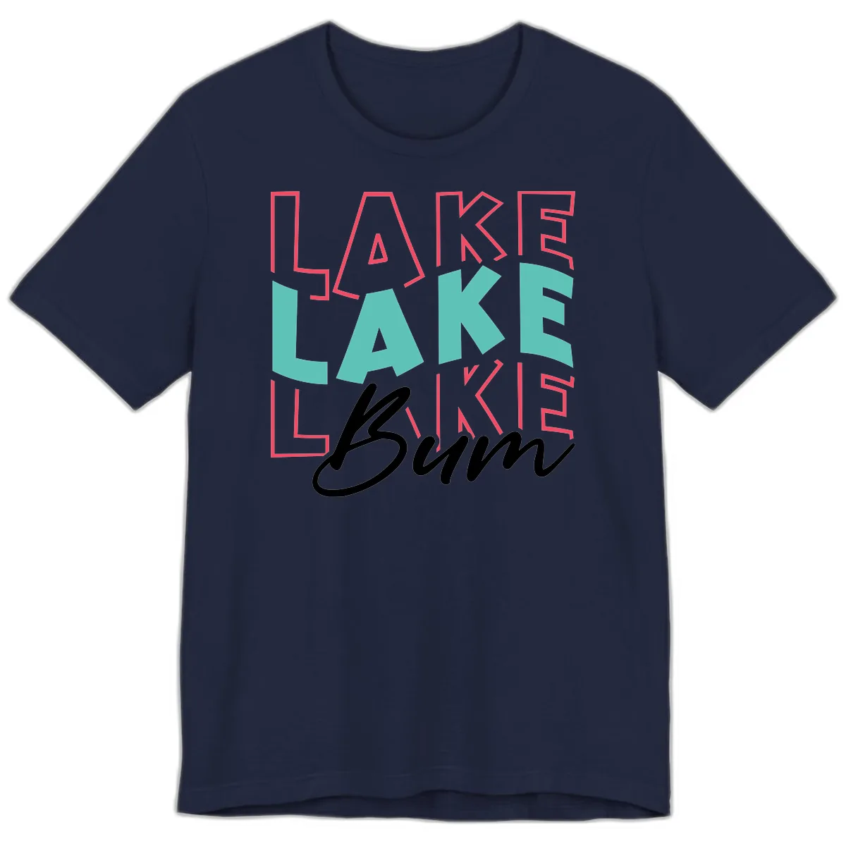 Lake Bum Typography Design Premium T-Shirt in Navy