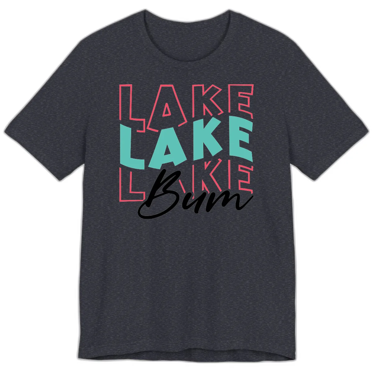 Lake Bum Typography Design Premium T-Shirt in Heather Navy