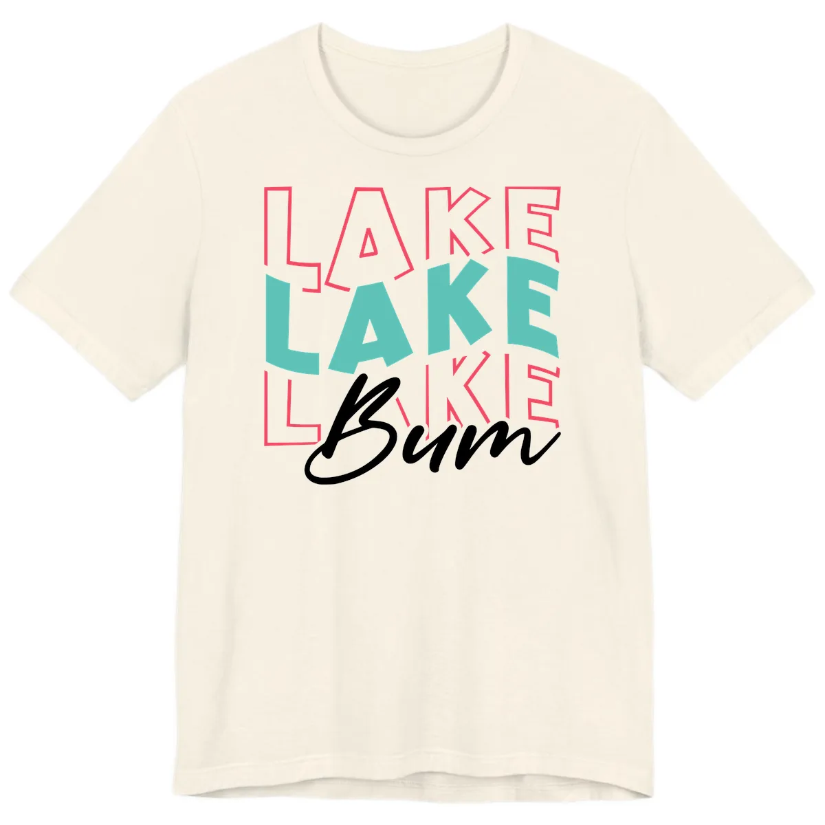 Lake Bum Typography Design Premium T-Shirt in Natural