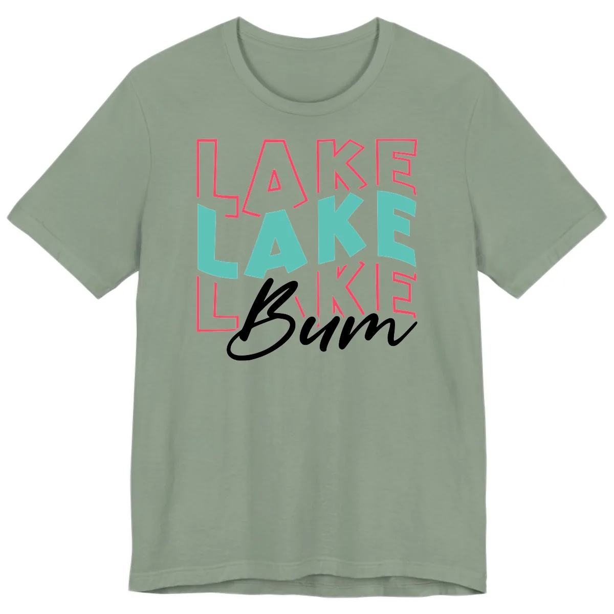 Lake Bum Typography Design Premium T-Shirt in Sage